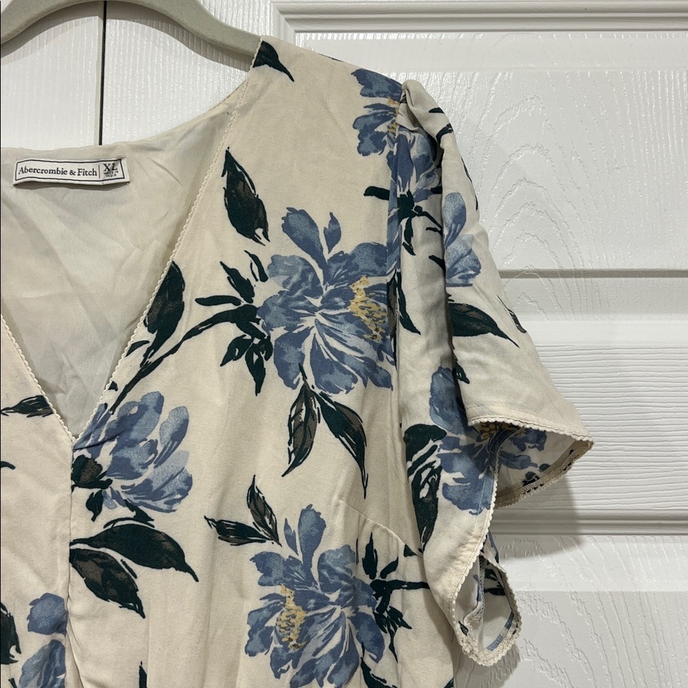 Abercrombie & Fitch Floral V-Neck Bohemian Mini Dress Womens Size XL - Picture 3 of 8